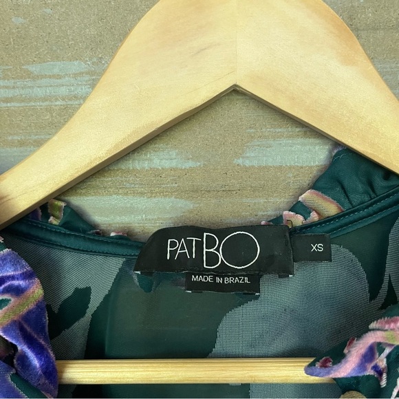 PatBo Burnout Sheer Velvet Blouse Floral Popover Preppy Boho Classy Womens XS - Picture 5 of 5